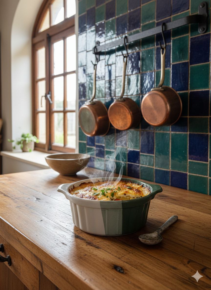 Round Heat-Resistant Porcelain Casserole Dish with Handles