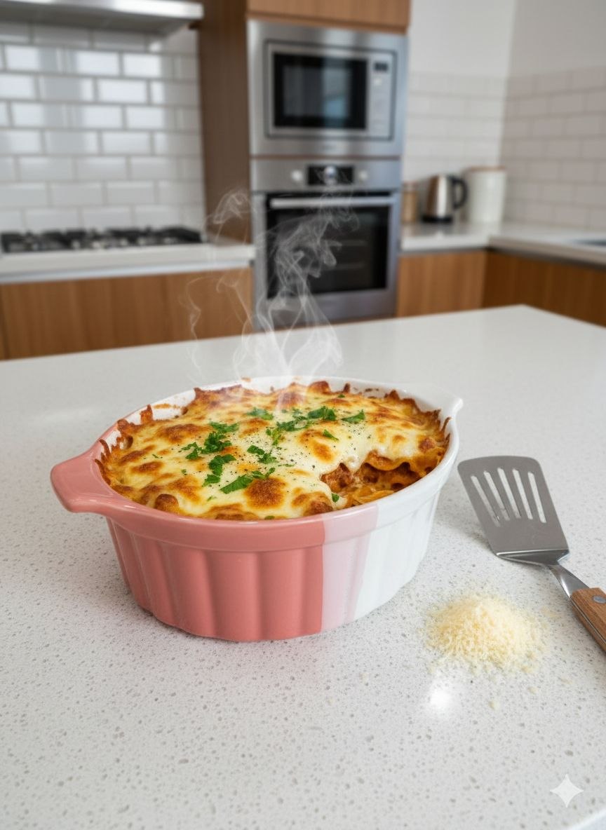 Round Heat-Resistant Porcelain Casserole Dish with Handles