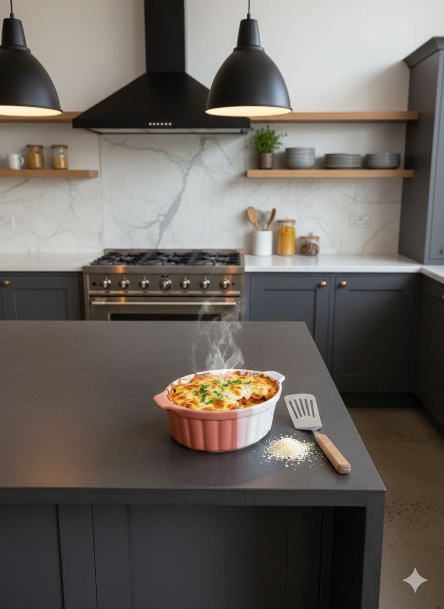 Round Heat-Resistant Porcelain Casserole Dish with Handles