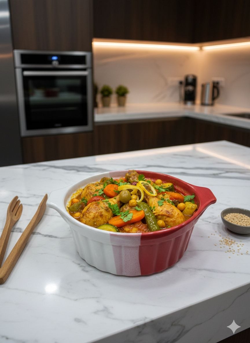 Round Heat-Resistant Porcelain Casserole Dish with Handles