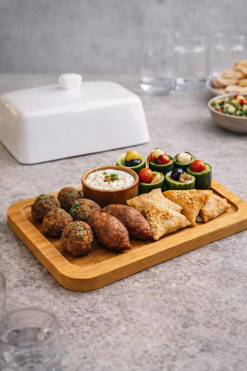 Natural Bamboo Serving Tray with Porcelain Lid