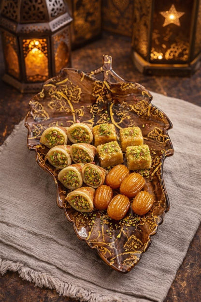 Leaf Design Porcelain Serving Plate