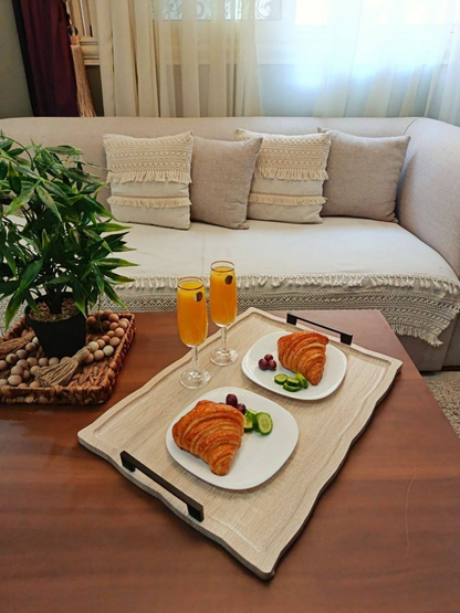 Elegant Wooden Serving Tray – Romantic Breakfast & Coffee Moment Design