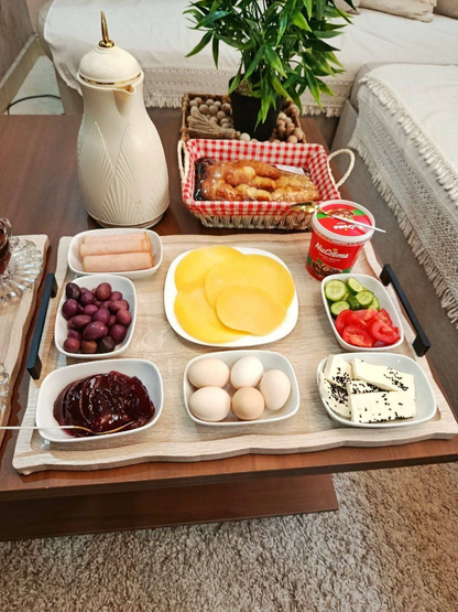 Elegant Wooden Serving Tray – Romantic Breakfast & Coffee Moment Design