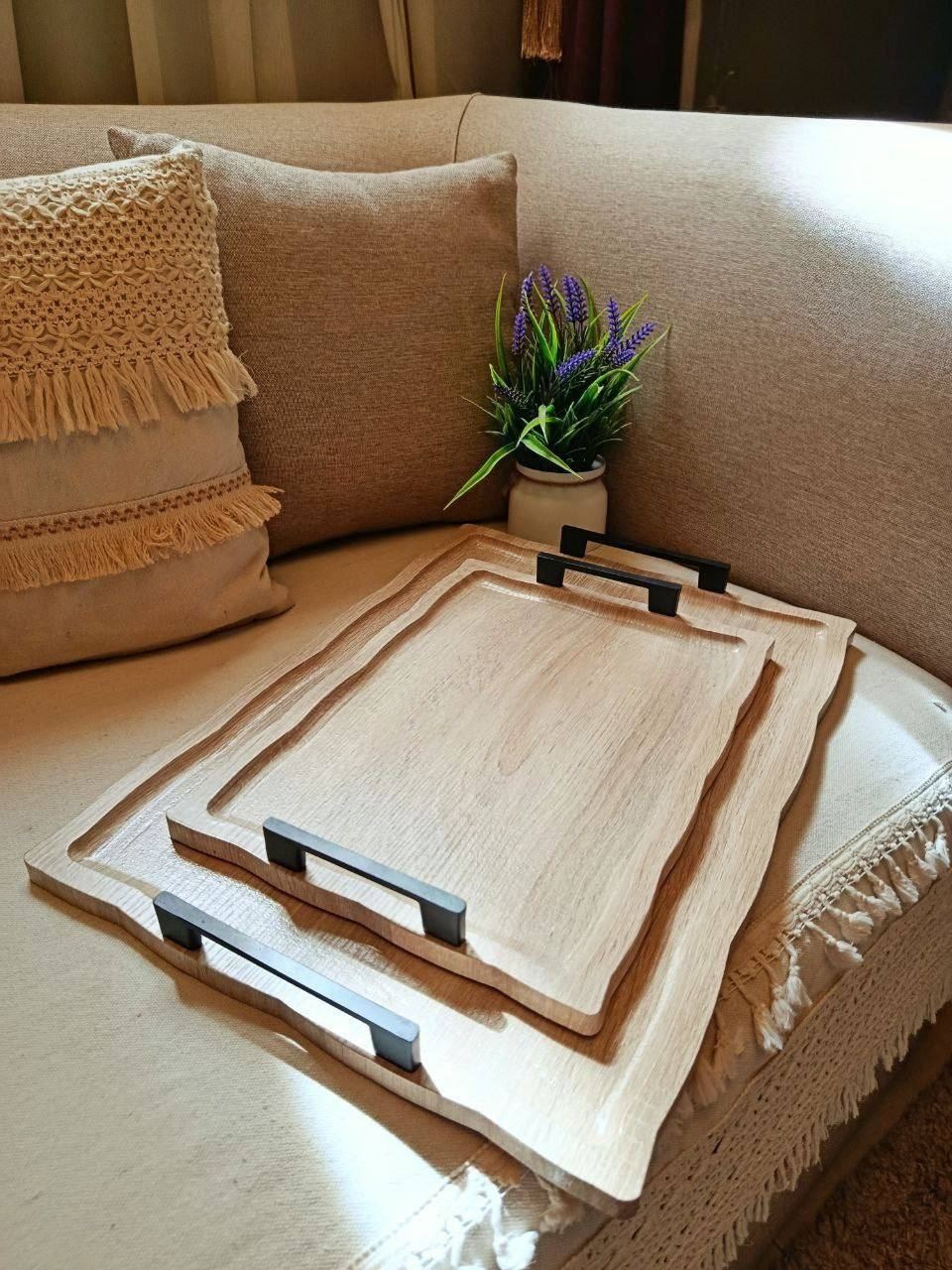 Elegant Wooden Serving Tray – Romantic Breakfast & Coffee Moment Design