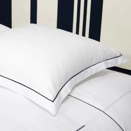 Taie D'Oreiller*Jean-Vier Lot De 2 Taies D'Oreiller Avec Broderie Bleu Fonce